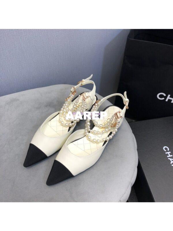 Replica Chanel Lambskin Slingback with Pearls G37534 Ivory 3