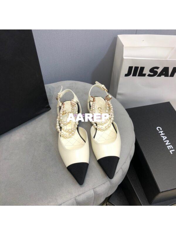 Replica Chanel Lambskin Slingback with Pearls G37534 Ivory 4