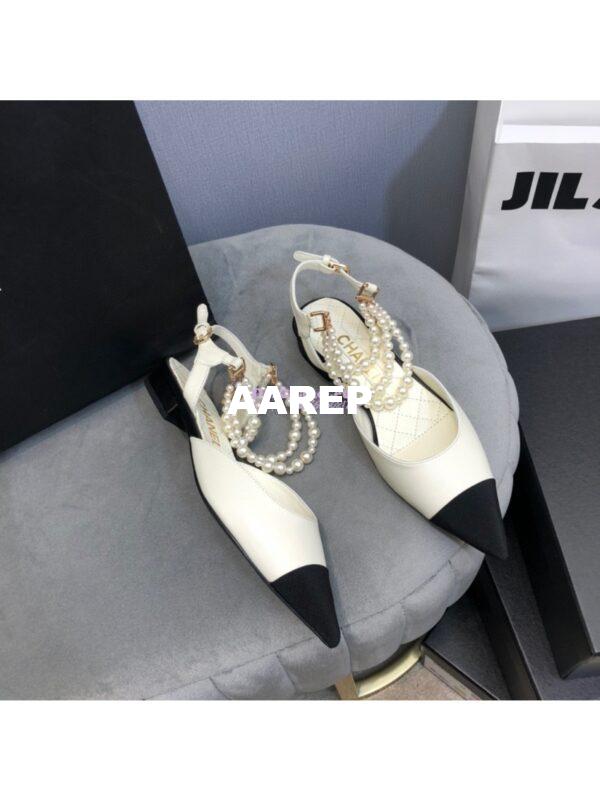 Replica Chanel Lambskin Slingback with Pearls G37534 Ivory 5
