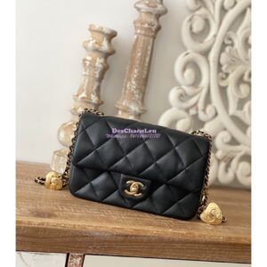 Replica Chanel Mini Flap Bag in Lambskin with Love Charms AS3457 Black