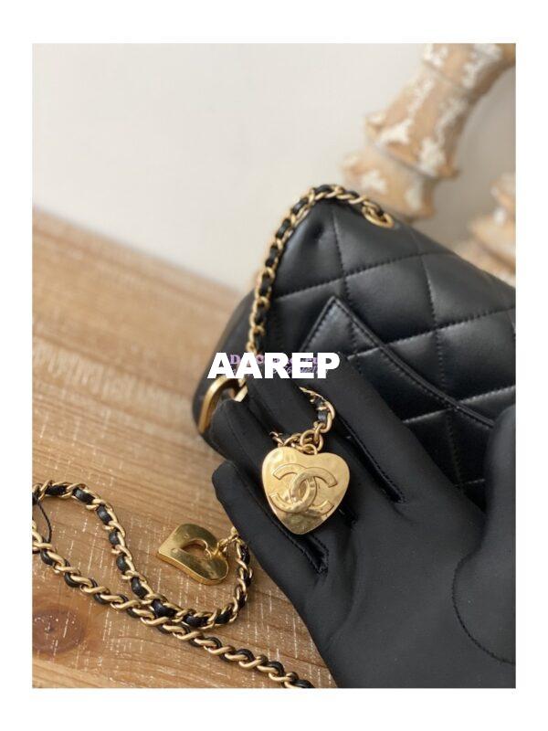 Replica Chanel Mini Flap Bag in Lambskin with Love Charms AS3457 Black 3