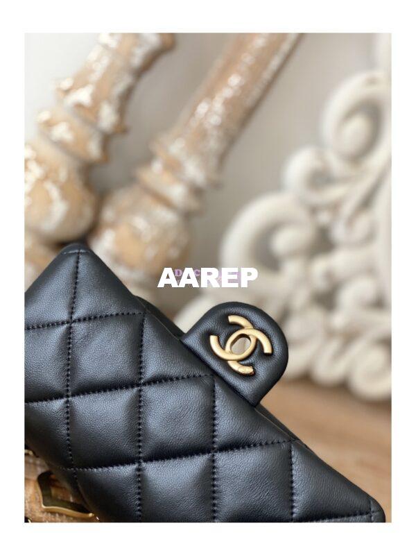 Replica Chanel Mini Flap Bag in Lambskin with Love Charms AS3457 Black 4