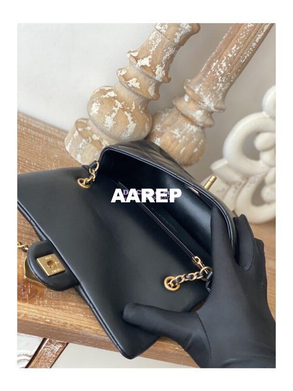 Replica Chanel Mini Flap Bag in Lambskin with Love Charms AS3457 Black 5