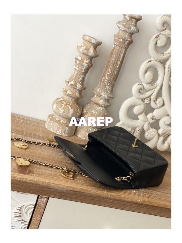 Replica Chanel Mini Flap Bag in Lambskin with Love Charms AS3457 Black 6
