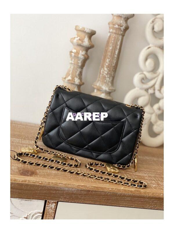 Replica Chanel Mini Flap Bag in Lambskin with Love Charms AS3457 Black 8