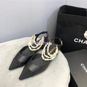 Replica Chanel Lambskin Slingback with Pearls G37534 Black 2