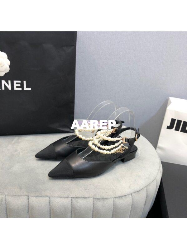 Replica Chanel Lambskin Slingback with Pearls G37534 Black 3