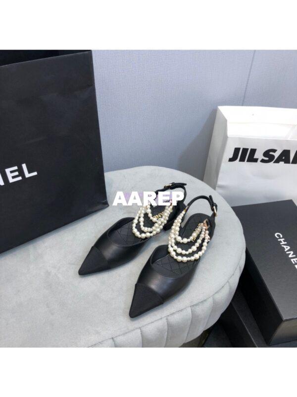 Replica Chanel Lambskin Slingback with Pearls G37534 Black 5