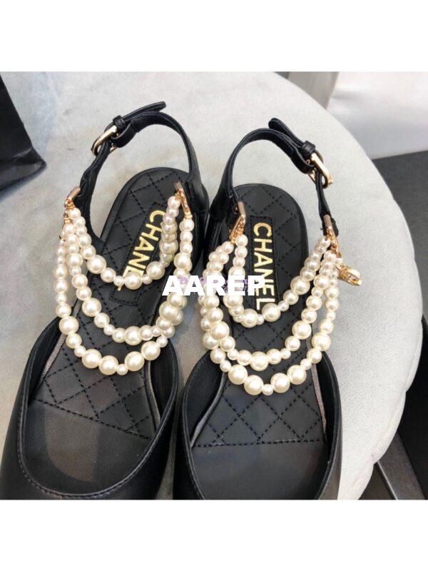 Replica Chanel Lambskin Slingback with Pearls G37534 Black 8