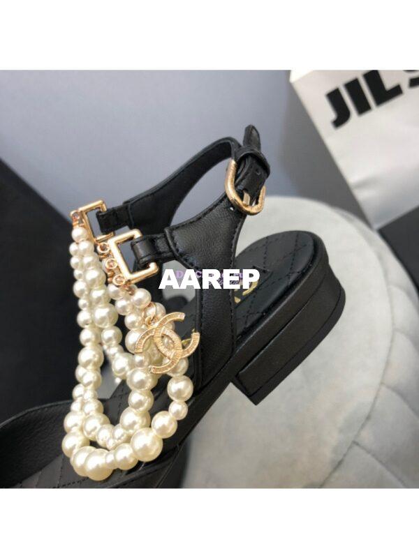 Replica Chanel Lambskin Slingback with Pearls G37534 Black 9