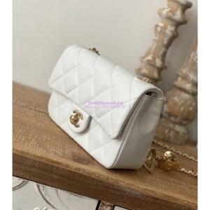 Replica Chanel Mini Flap Bag in Lambskin with Love Charms AS3457 White 2