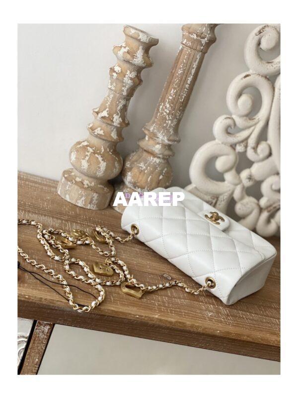 Replica Chanel Mini Flap Bag in Lambskin with Love Charms AS3457 White 5