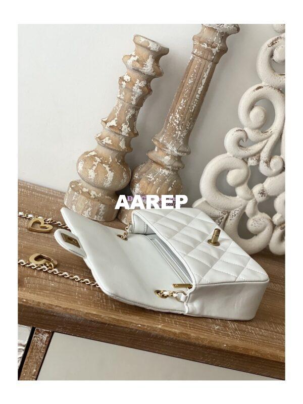 Replica Chanel Mini Flap Bag in Lambskin with Love Charms AS3457 White 6