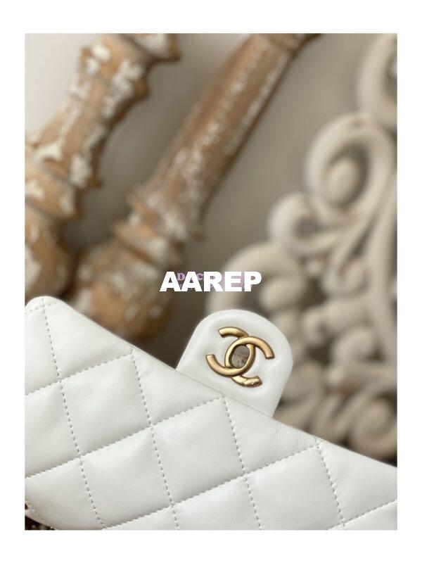 Replica Chanel Mini Flap Bag in Lambskin with Love Charms AS3457 White 8