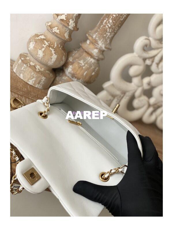 Replica Chanel Mini Flap Bag in Lambskin with Love Charms AS3457 White 9