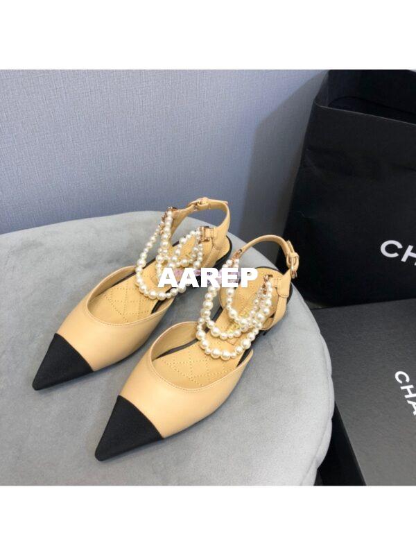 Replica Chanel Lambskin Slingback with Pearls G37534 Beige 3