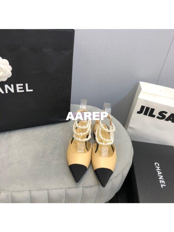 Replica Chanel Lambskin Slingback with Pearls G37534 Beige 4
