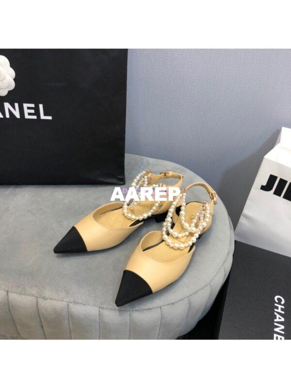 Replica Chanel Lambskin Slingback with Pearls G37534 Beige 7