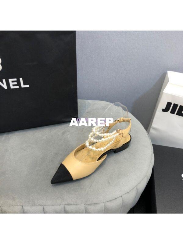 Replica Chanel Lambskin Slingback with Pearls G37534 Beige 9