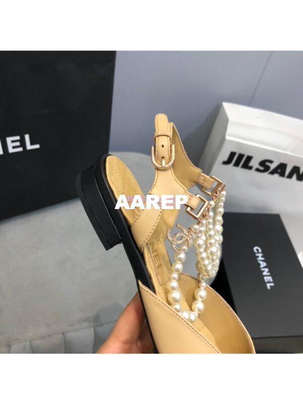 Replica Chanel Lambskin Slingback with Pearls G37534 Beige 10