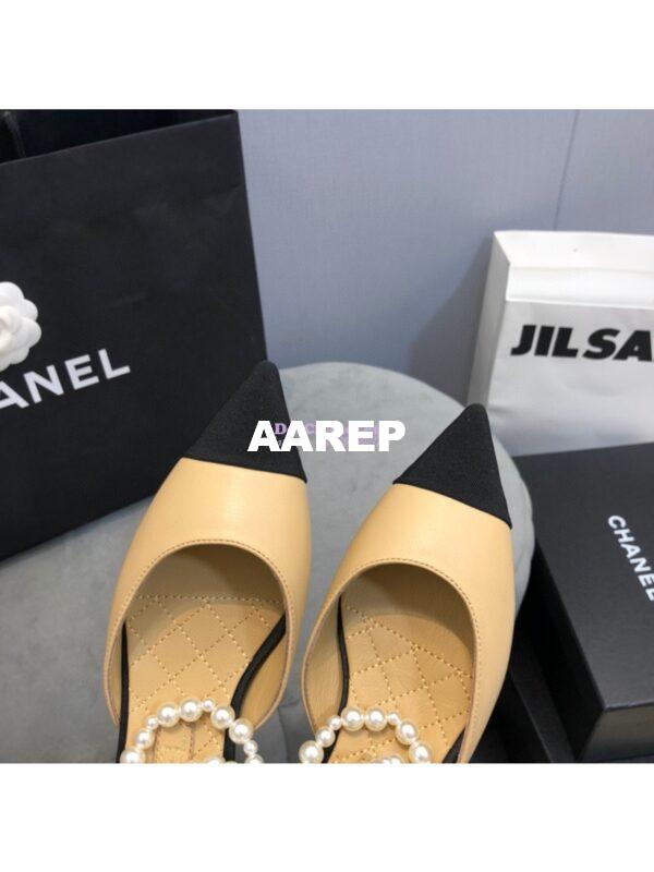 Replica Chanel Lambskin Slingback with Pearls G37534 Beige 11