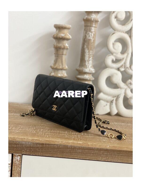 Replica Chanel Lambskin Wallet On Chain WOC AP3035 Black 3