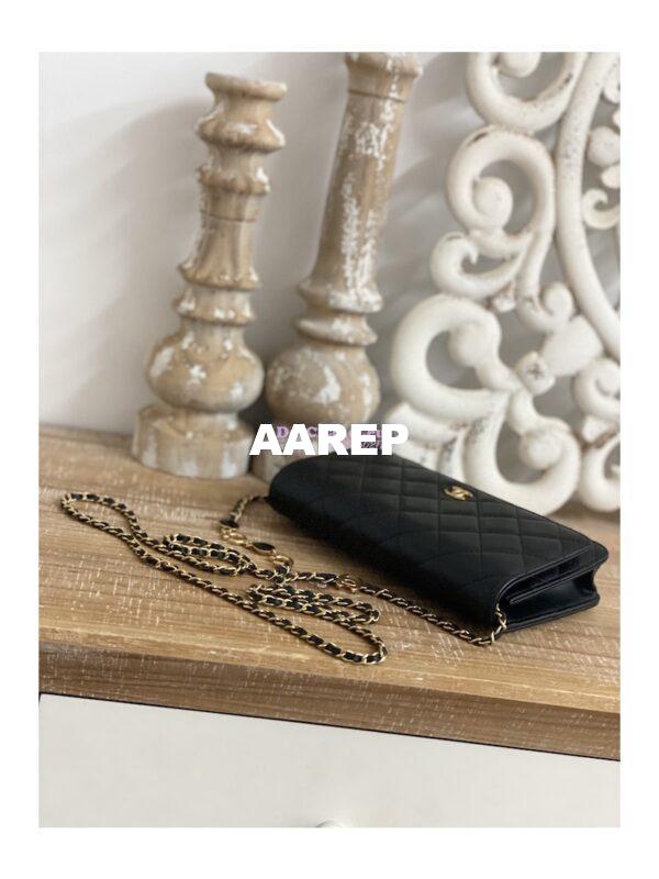 Replica Chanel Lambskin Wallet On Chain WOC AP3035 Black 7