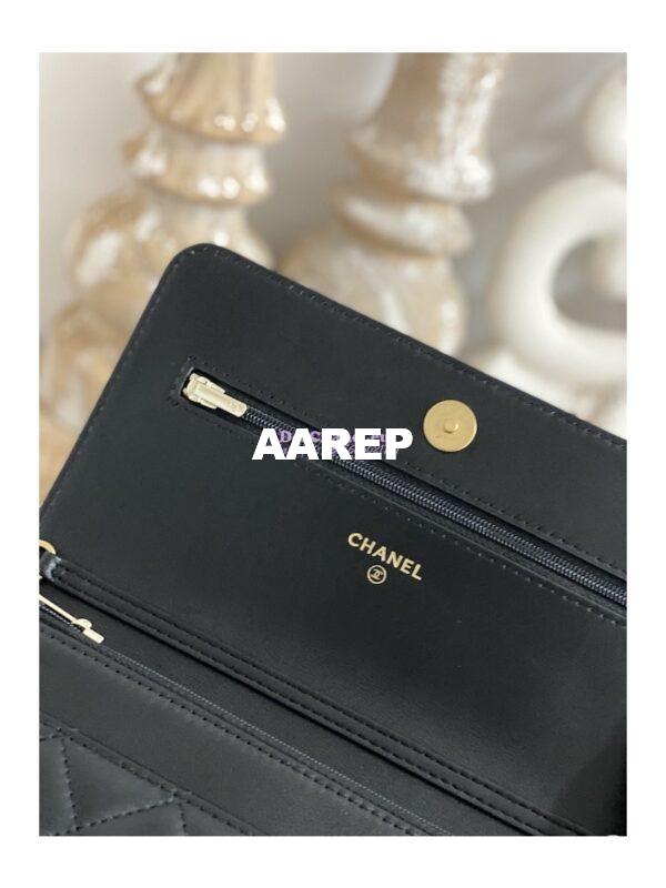 Replica Chanel Lambskin Wallet On Chain WOC AP3035 Black 8