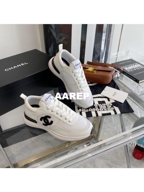 Replica Chanel Grained Calfskin & Fabric Sneakers G37122 Ivory 3