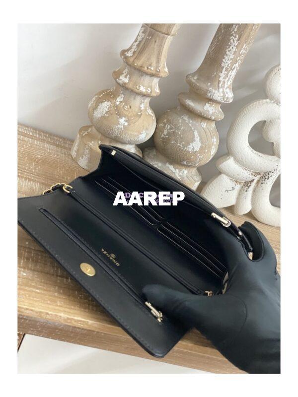 Replica Chanel Lambskin Wallet On Chain WOC AP3035 Black 9