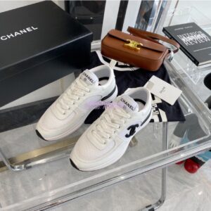 Replica Chanel Grained Calfskin & Fabric Sneakers G37122 Ivory 2