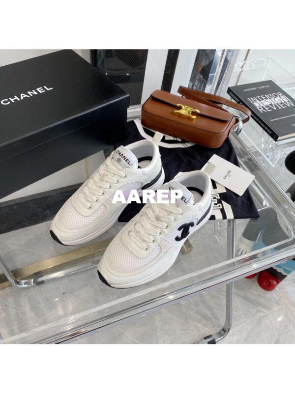 Replica Chanel Grained Calfskin & Fabric Sneakers G37122 Ivory 4