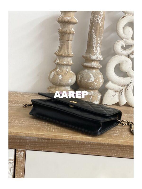 Replica Chanel Lambskin Wallet On Chain WOC AP3035 Black 10