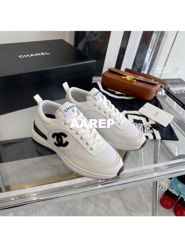 Replica Chanel Grained Calfskin & Fabric Sneakers G37122 Ivory 5
