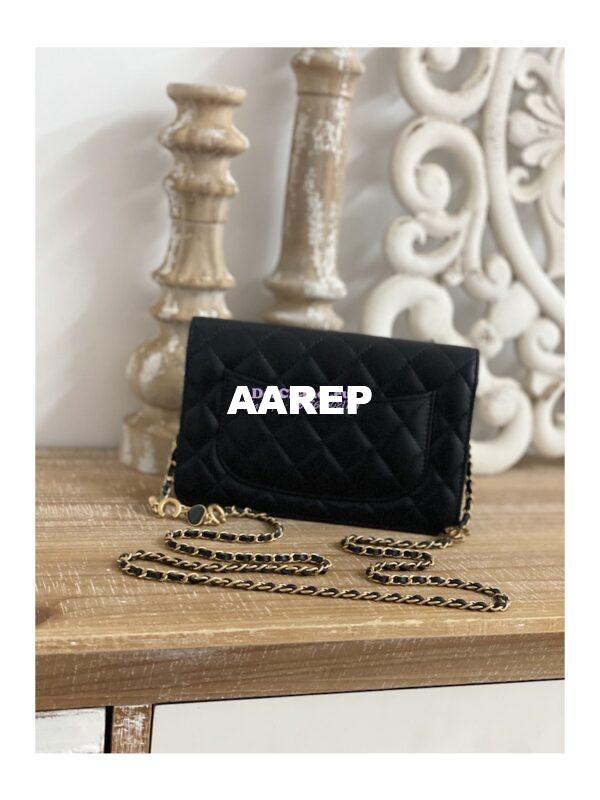 Replica Chanel Lambskin Wallet On Chain WOC AP3035 Black 11