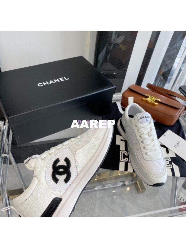 Replica Chanel Grained Calfskin & Fabric Sneakers G37122 Ivory 8
