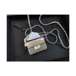 Replica Chanel Long Necklace Crystals Bag Silver AB6154 (Limited Edition)