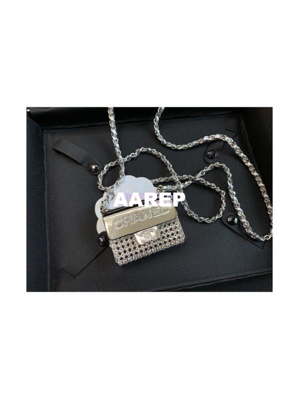 Replica Chanel Long Necklace Crystals Bag Silver AB6154 (Limited Edition)