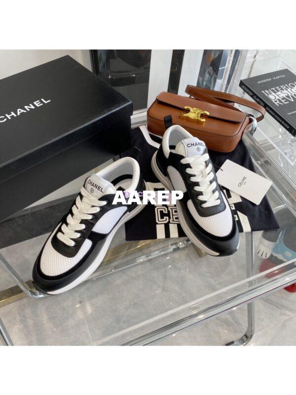 Replica Chanel Grained Calfskin & Fabric Sneakers G37122 Black 2