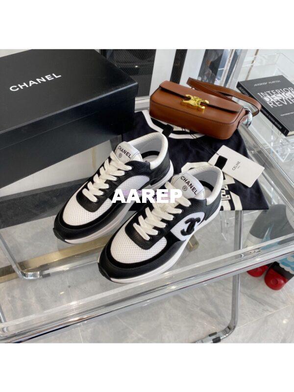 Replica Chanel Grained Calfskin & Fabric Sneakers G37122 Black 3
