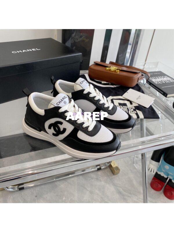 Replica Chanel Grained Calfskin & Fabric Sneakers G37122 Black 4