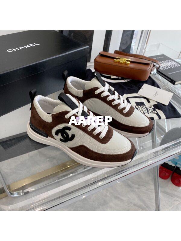 Replica Chanel Suede Calfskin & Nylon Sneakers G37122 Brown