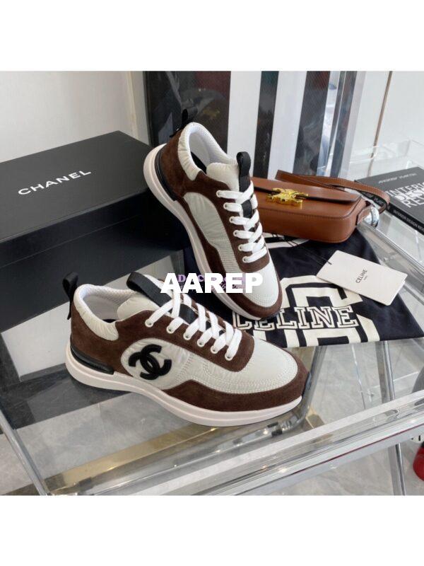 Replica Chanel Suede Calfskin & Nylon Sneakers G37122 Brown 4