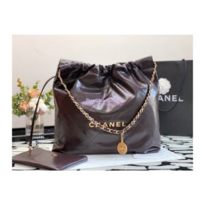 Replica Chanel 22 Handbag Shiny Calfskin & Gold Metal AS3260 AS3261 Dark Brown 2