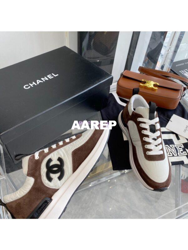 Replica Chanel Suede Calfskin & Nylon Sneakers G37122 Brown 6