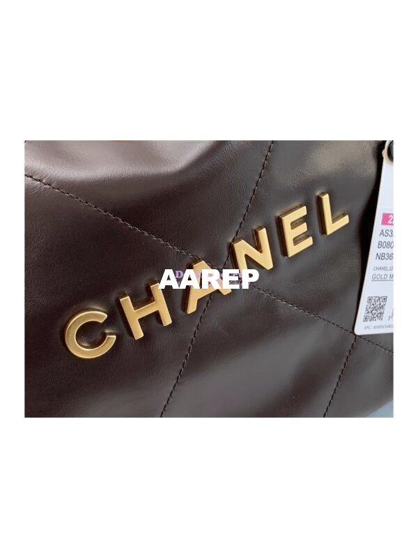 Replica Chanel 22 Handbag Shiny Calfskin & Gold Metal AS3260 AS3261 Dark Brown 4