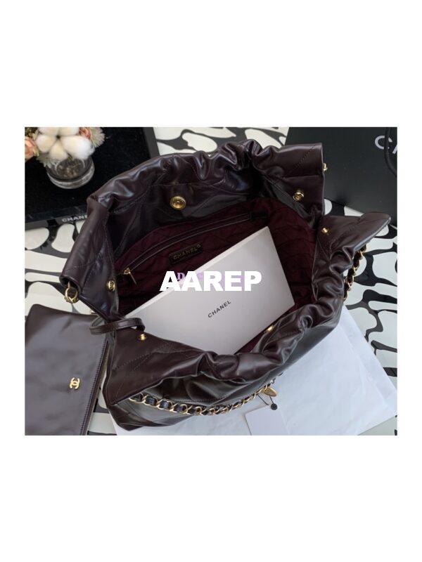Replica Chanel 22 Handbag Shiny Calfskin & Gold Metal AS3260 AS3261 Dark Brown 6