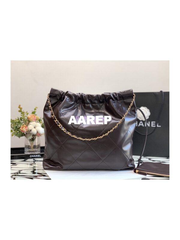 Replica Chanel 22 Handbag Shiny Calfskin & Gold Metal AS3260 AS3261 Dark Brown 8