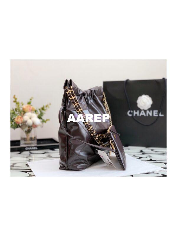Replica Chanel 22 Handbag Shiny Calfskin & Gold Metal AS3260 AS3261 Dark Brown 12