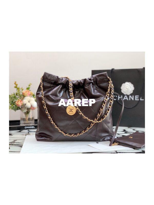 Replica Chanel 22 Handbag Shiny Calfskin & Gold Metal AS3260 AS3261 Dark Brown 14